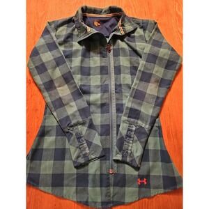 Under Armour MTN Women Jacket Small Green Plaid Flannel Full Zip Semi Fitted